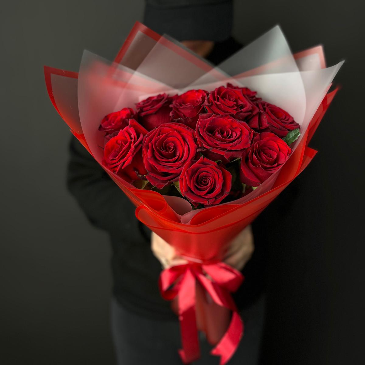 Букеты из красных роз 40 см (Эквадор) код товара  195160