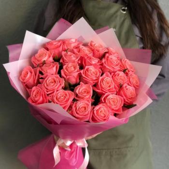 Розовые розы 50 см 25 шт. (Россия) Артикул  345950