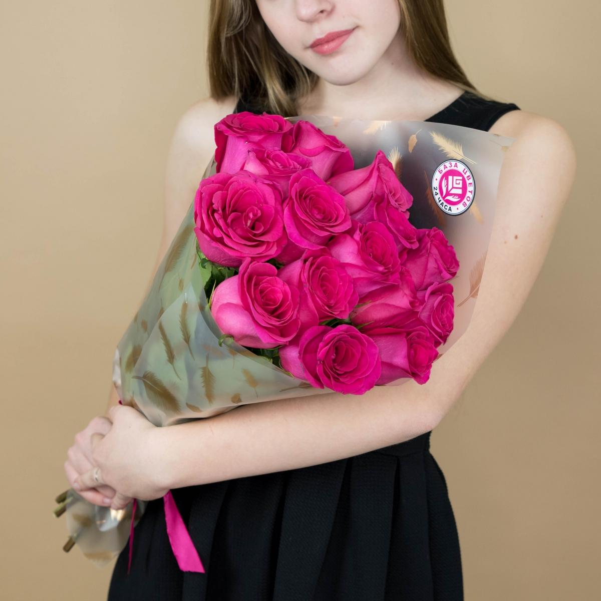 Букет из розовых роз 15 шт 40 см (Эквадор) (код - 91120)