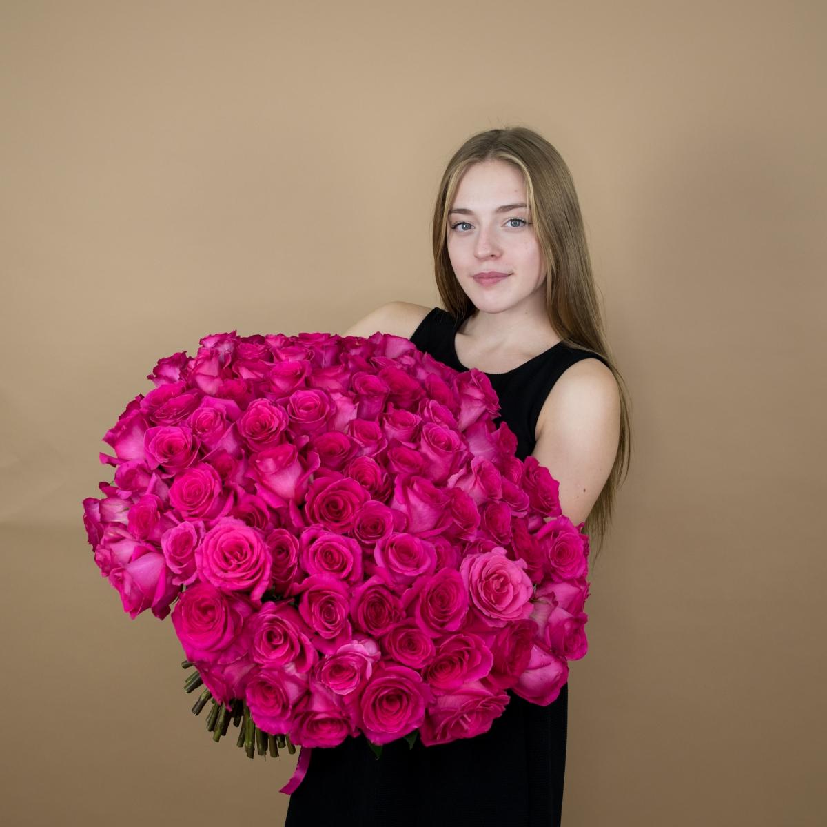 Букет из розовых роз 75 шт. (40 см) код товара  91630